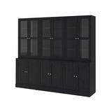HAVSTA Almacenaje c/puertas de vidrio, negro, 243x47x212 cm