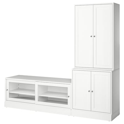 HAVSTA Mueble de TV con almacenaje, blanco, 241x47x212 cm