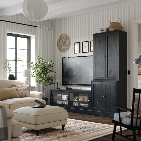 HAVSTA Mueble de TV con almacenaje, negro, 241x47x212 cm