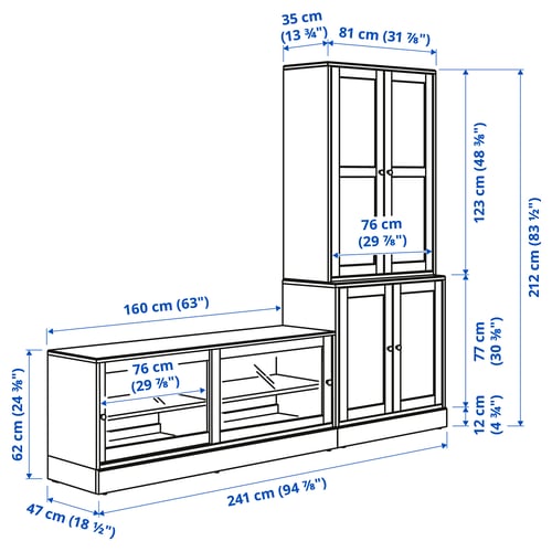 HAVSTA Mueble de TV con almacenaje, negro, 241x47x212 cm