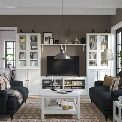HAVSTA Mueble TV con almacenaje y puertas, blanco, 322x47x212 cm