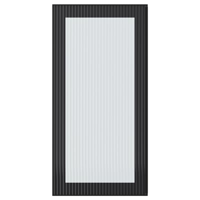 HEJSTA Puerta de vidrio, carbón/vidrio acanalado, 38x76 cm