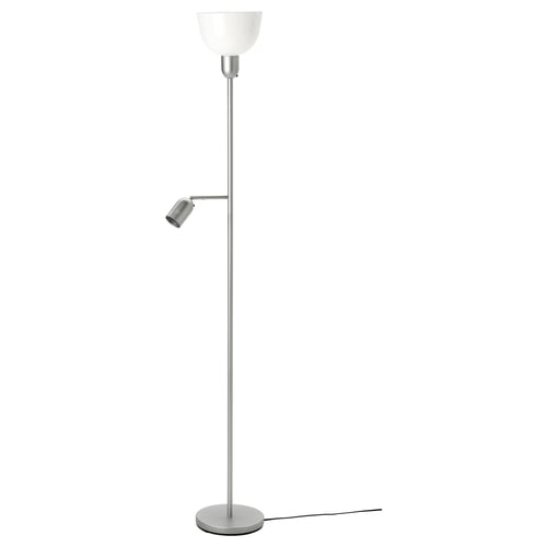 HEKTOGRAM Lámpara de piso, lectura, color plateado/blanco