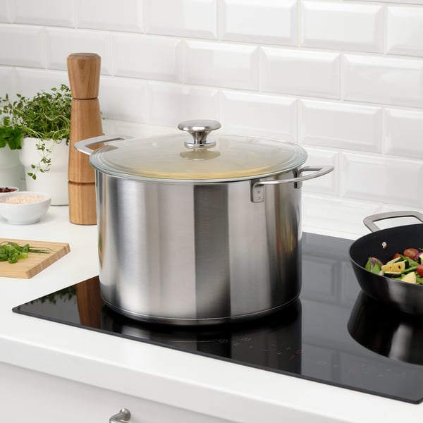 HEMKOMST Olla con tapa, ac inox/vidrio, 10 l