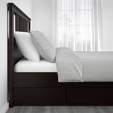 HEMNES Base de cama con 2 cajones, negro-café/Luröy, King