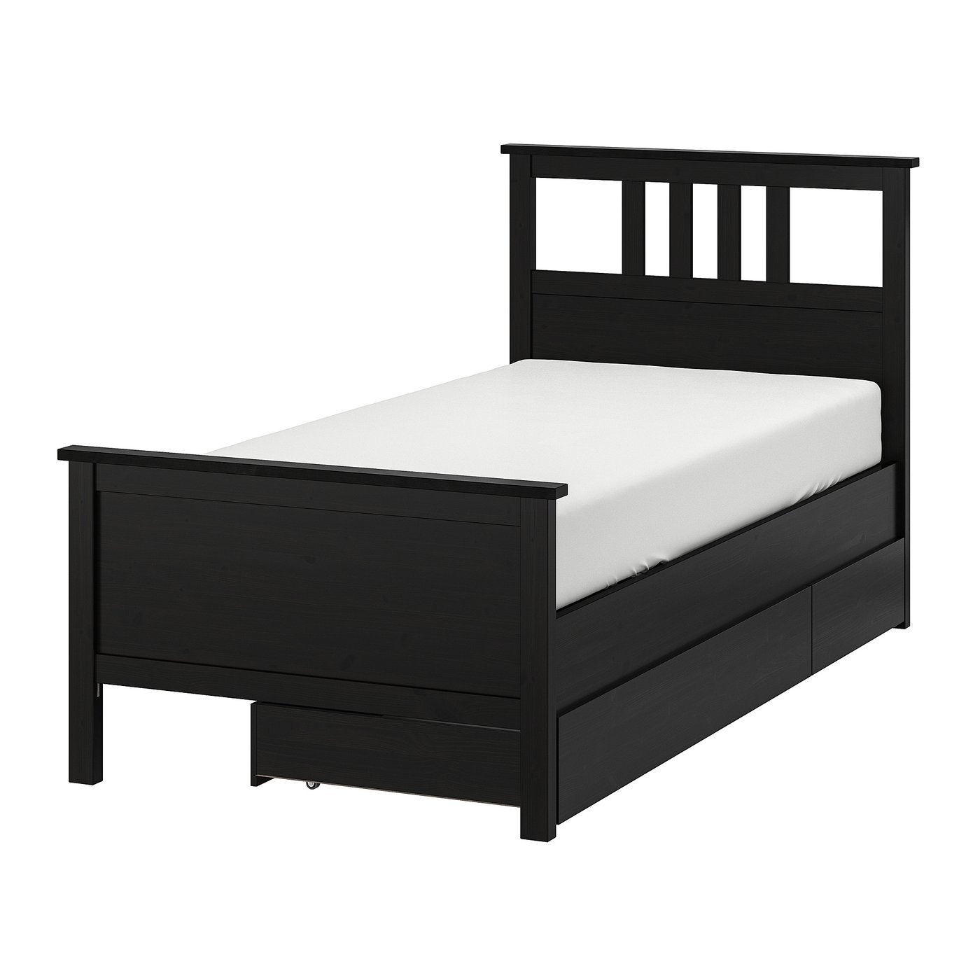 HEMNES Base de cama con 2 cajones - negro-café/Luröy - IKEA