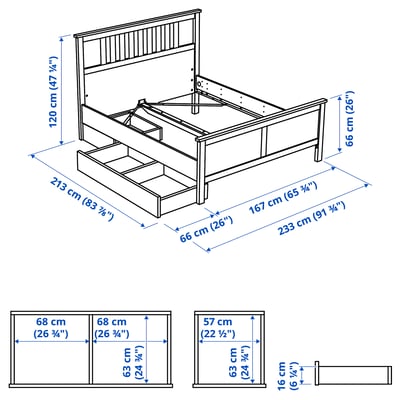 HEMNES Base de cama con 2 cajones - negro-café/Luröy - IKEA