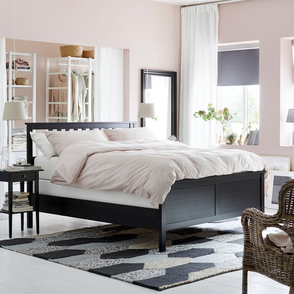 HEMNES Base de cama - negro-café/Espevär - IKEA