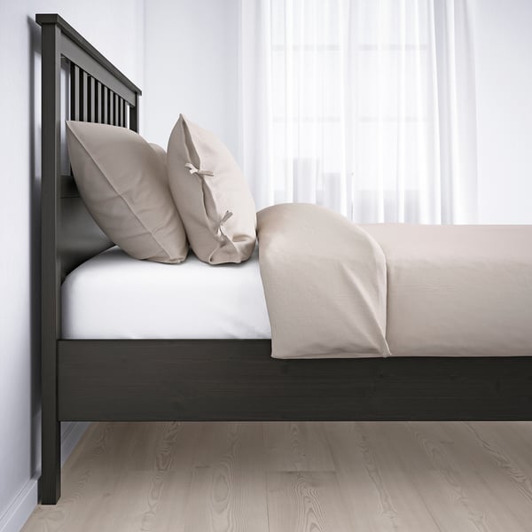 HEMNES Base de cama, negro-café/Luröy, Individual