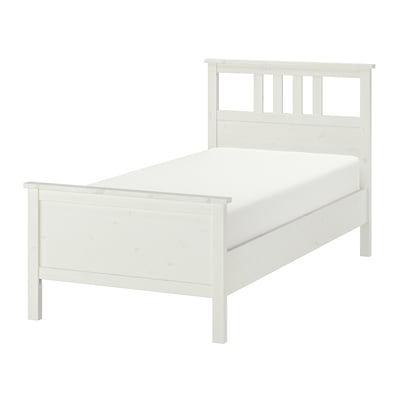 HEMNES Base de cama, tinte blanco/Luröy, Individual