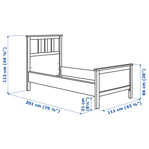HEMNES Base de cama, tinte blanco, Individual