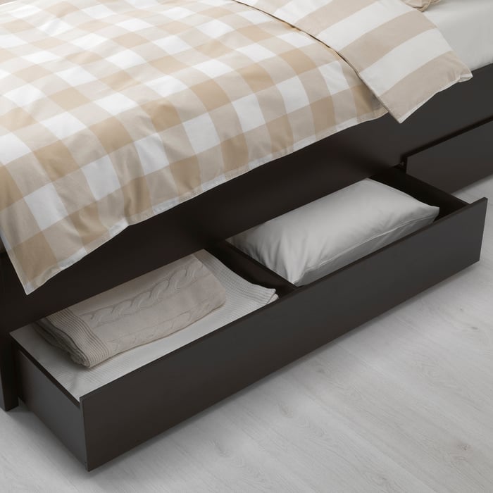 HEMNES Cajón de cama, 2 piezas, negro-café, Individual/matrimonial - IKEA