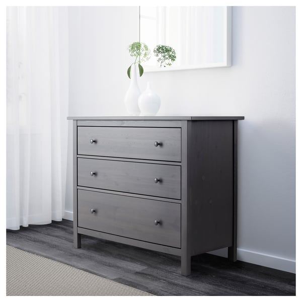HEMNES Cómoda de 3 cajones, gris oscuro tinte, 108x96 cm IKEA Mexico