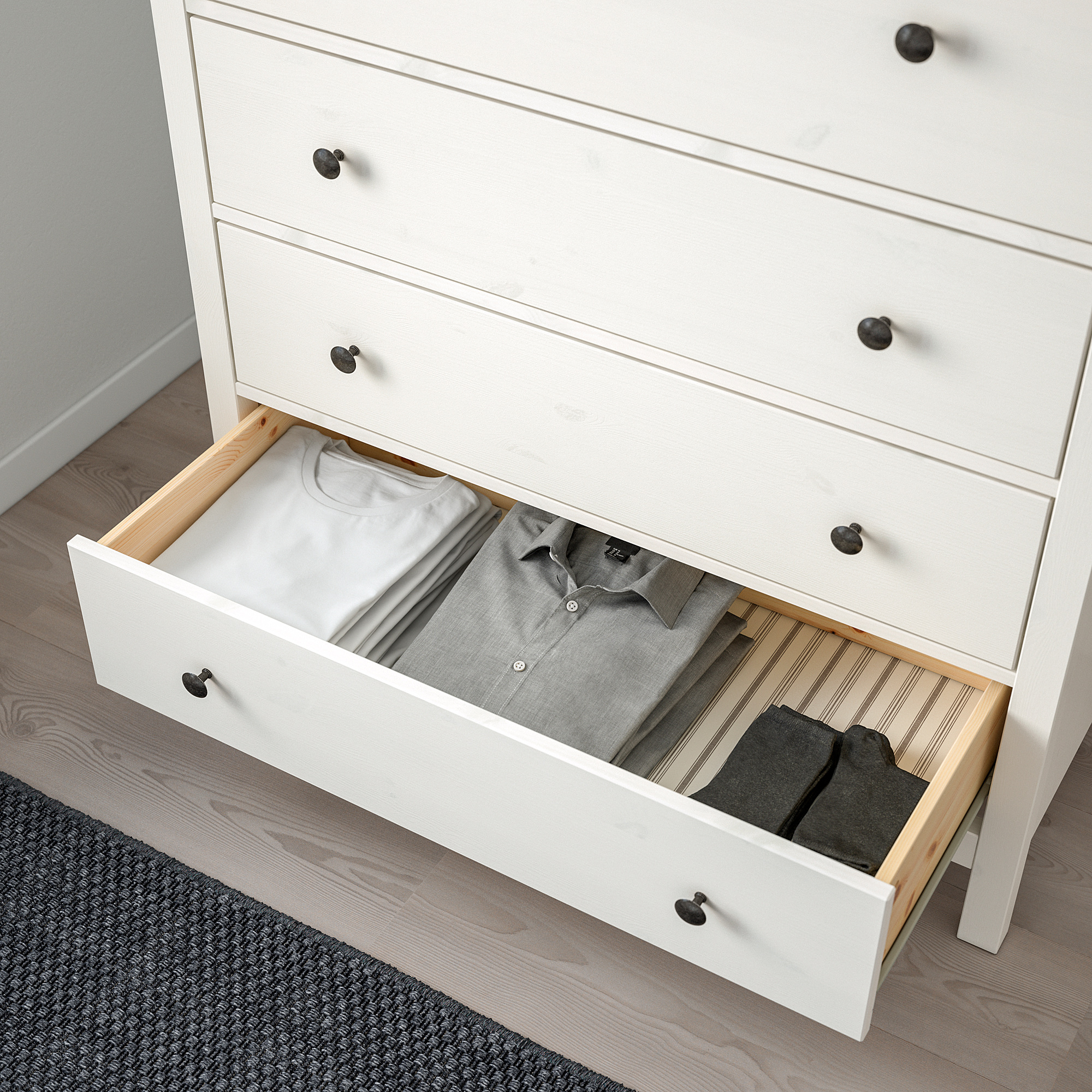 HEMNES Cómoda de 6 cajones tinte blanco IKEA