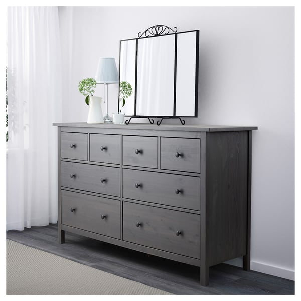 HEMNES Cómoda de 8 cajones, gris oscuro tinte, 160x95 cm IKEA