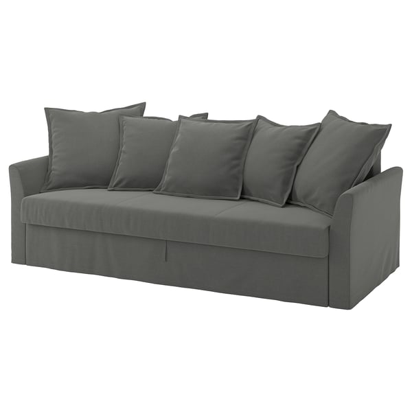HOLMSUND Funda para sofá cama de 3 asientos, Borgunda gris oscuro