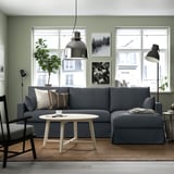 HYLTARP Sofá 3 asientos c/chaiselongue dcha, Gransel gris