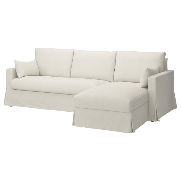 HYLTARP Sofá 3 asientos c/chaiselongue dcha, Gransel natural