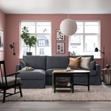 HYLTARP Sofá 3 asientos c/chaiselongue izda, Gransel gris