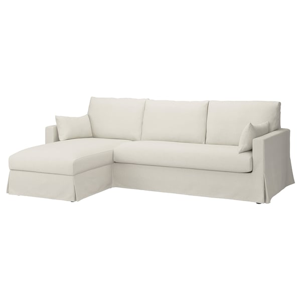 HYLTARP Sofá 3 asientos c/chaiselongue izda, Gransel natural