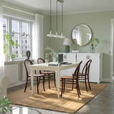 INGATORP / SKOGSBO Mesa y 4 sillas, blanco blanco/café oscuro, 155/215 cm