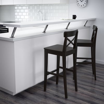 INGOLF Silla alta, negro-café, 74 cm