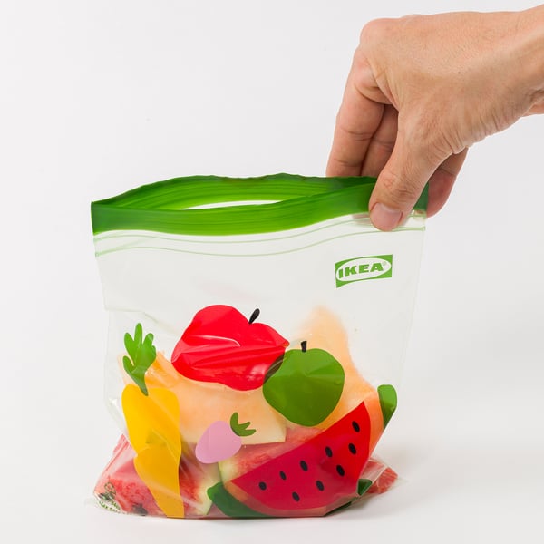 ISTAD Bolsa hermética reutilizable, motivo fruta/verdura verde, 1 l