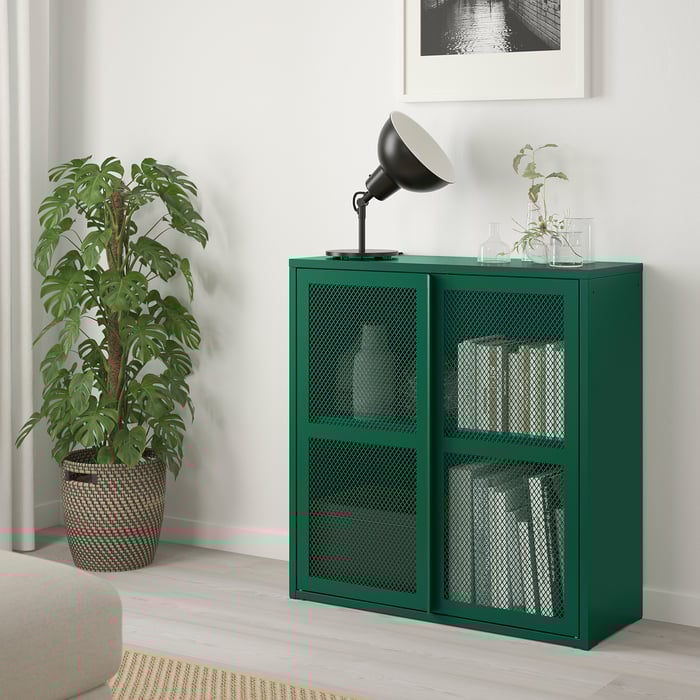IVAR Gabinete con puertas, verde rejilla, 80x83 cm - IKEA