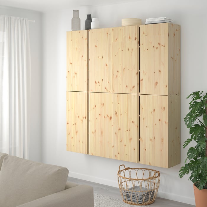 IVAR Gabinete de pared con puertas - pino - IKEA