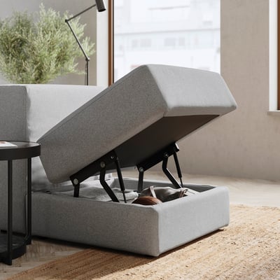 JÄTTEBO Módulo 1 asiento+almacenaje, Tonerud gris