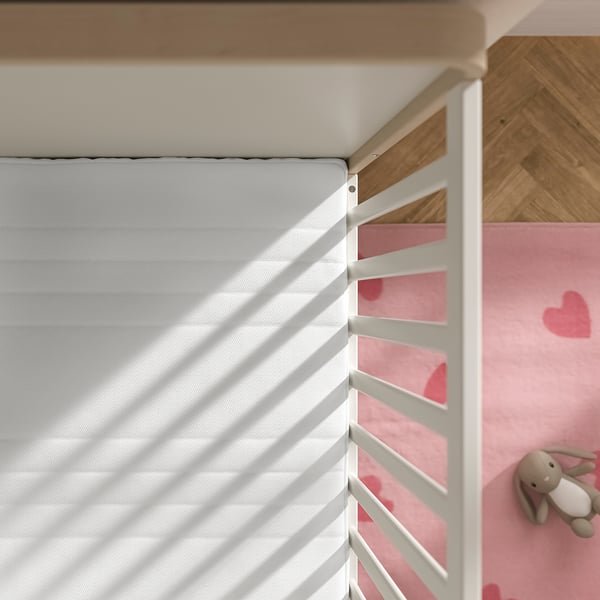 JÄTTETRÖTT Colchón resortes embolsados p/cuna, blanco, 70x132 cm