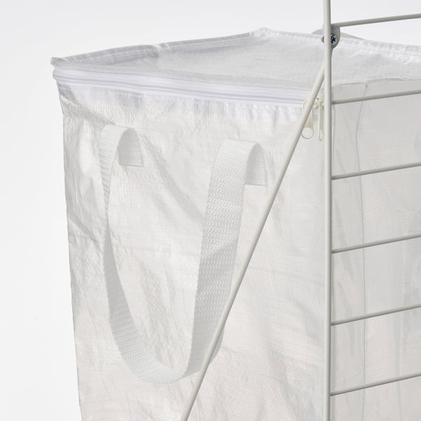 JOSTEIN Bolsa con base, blanco/transparente int/ext, 60x40x74 cm