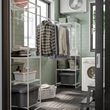 JOSTEIN Estante con barra, int/ext/alambre blanco, 61x166/270x180 cm
