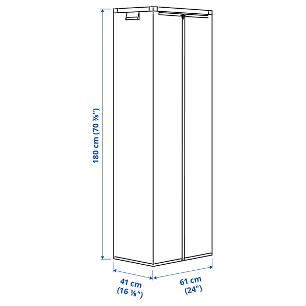 JOSTEIN Estante con funda, int/ext alambre/transparente blanco, 61x41x180 cm