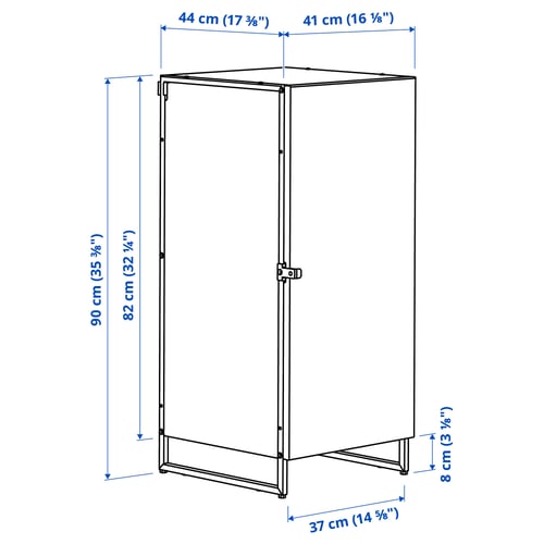 JOSTEIN Estantería con puerta, int/ext/blanco, 41x44x90 cm