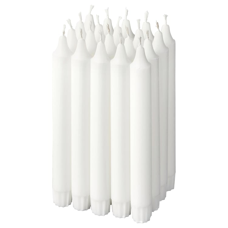 JUBLA Vela sin aroma para candelabro, blanco, 19 cm - IKEA