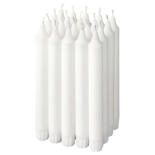 JUBLA Vela sin aroma para candelabro, blanco, 19 cm 6 hr
