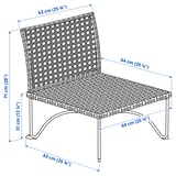JUTHOLMEN Módulo de 1 asiento, exterior, café grisáceo oscuro