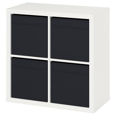 KALLAX Estante, blanco/Dröna negro, 77x39x77 cm