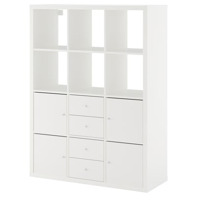 KALLAX Estante, con 4 puertas/4 cajones/blanco, 112x147 cm