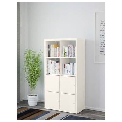 KALLAX Estante con puertas, blanco, 77x147 cm