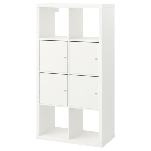 KALLAX Estante con puertas, blanco, 77x147 cm