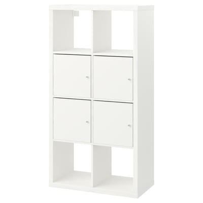 KALLAX Estante con puertas, blanco, 77x147 cm