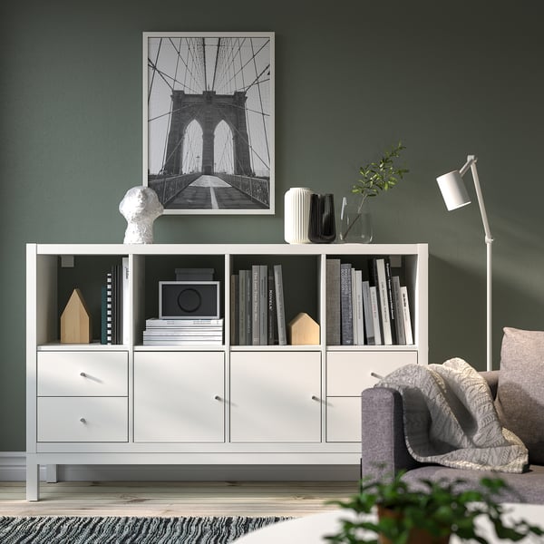 KALLAX Estante con soporte, con 2 puertas/4 cajones/blanco, 147x94 cm - IKEA  Mexico