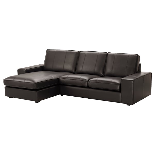 KIVIK Sofá con 3 asientos, +chaiselongue/Grann/Bomstad café oscuro