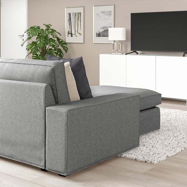 KIVIK Sofá de 4 asientos c/chaise longue, Tibbleby beige/gris