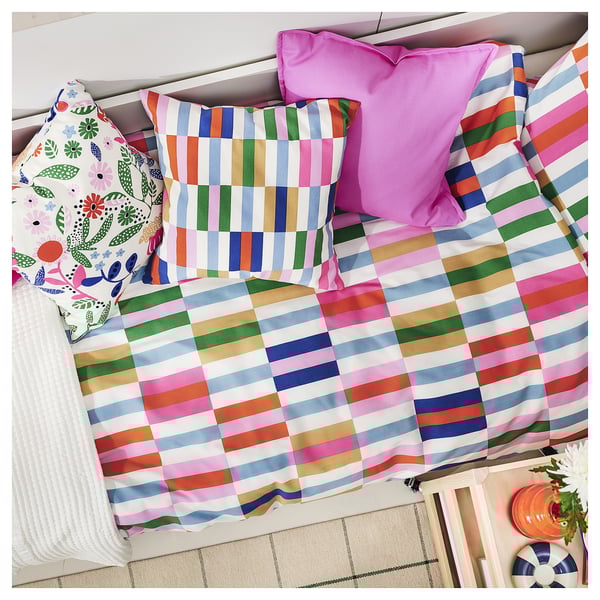 KLIBBKORSÖRT Funda de cojín, blanco/multicolor, 50x50 cm