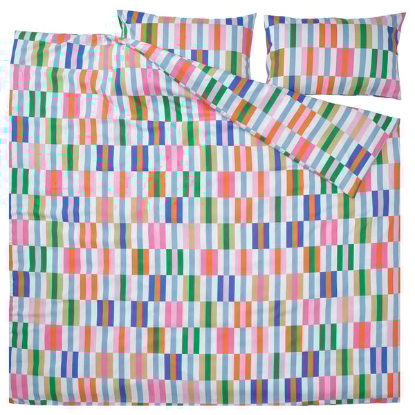 KLIBBKORSÖRT Funda nórdica +funda(s) de almohada, multicolor, Matrimonial/queen