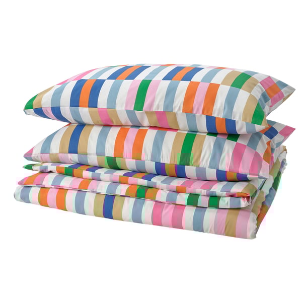 KLIBBKORSÖRT Funda nórdica +funda(s) de almohada, multicolor, Matrimonial/queen