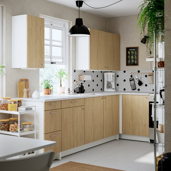 KNOXHULT Cocina de esquina, efecto roble